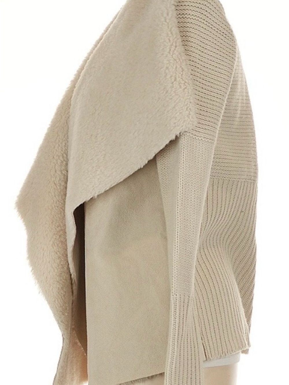 Bagatelle Cream Sherpa Drape Front Jacket View 4